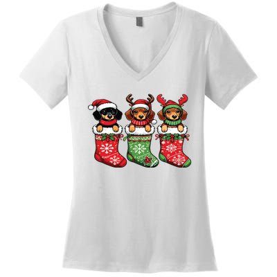 Dachshund Christmas Women's V-Neck T-Shirt