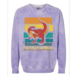 Daddysaurus Cool Dad Dinosaur With Sunglasses Colorblast Crewneck Sweatshirt