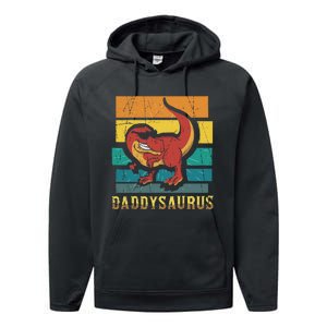 Daddysaurus Cool Dad Dinosaur With Sunglasses Performance Fleece Hoodie