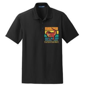 Daddysaurus Cool Dad Dinosaur With Sunglasses Dry Zone Grid Polo