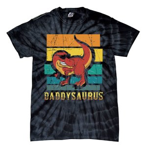 Daddysaurus Cool Dad Dinosaur With Sunglasses Tie-Dye T-Shirt