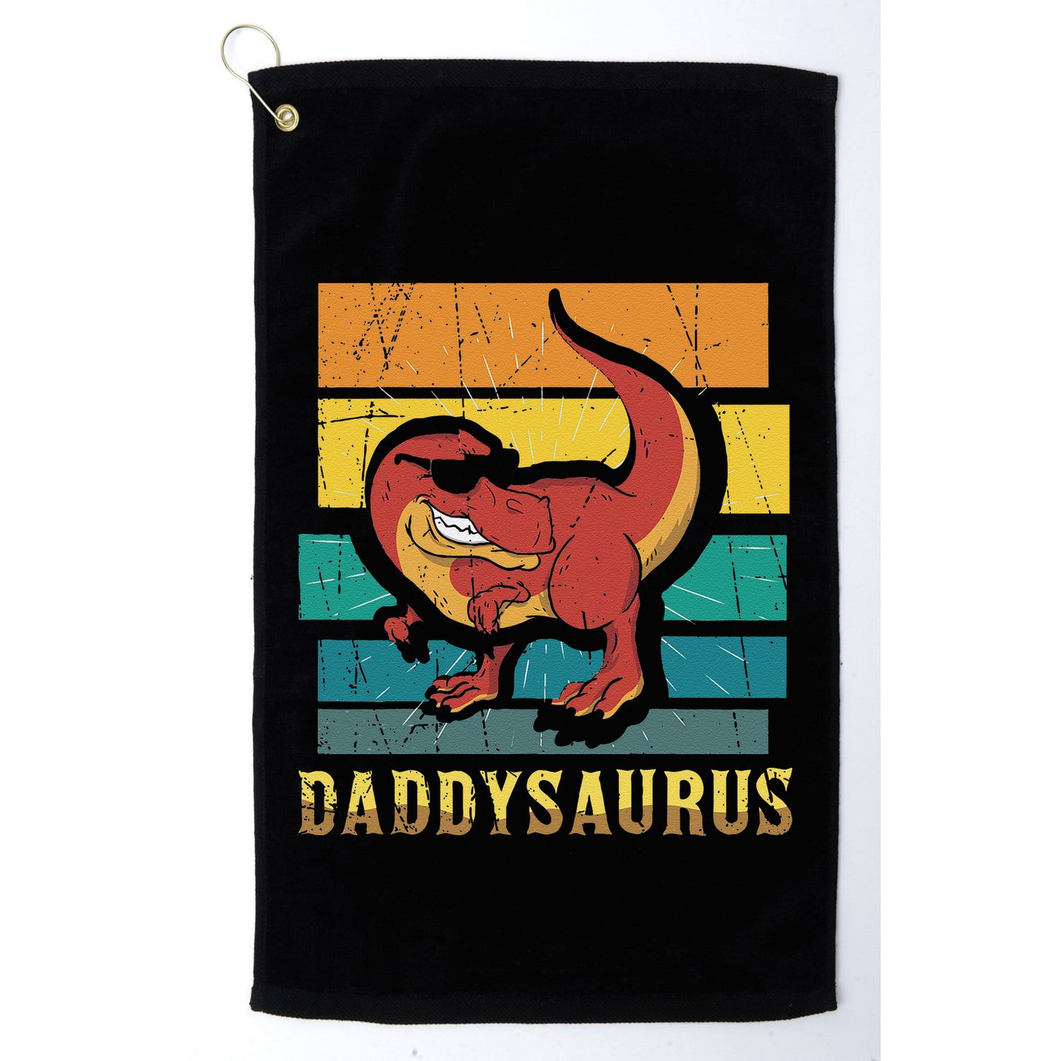 Daddysaurus Cool Dad Dinosaur With Sunglasses Golf Towel