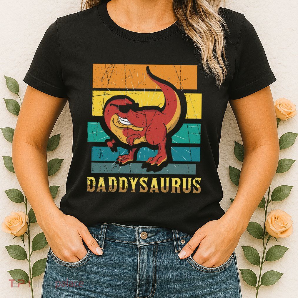 Daddysaurus Cool Dad Dinosaur With Sunglasses Womens T-Shirt