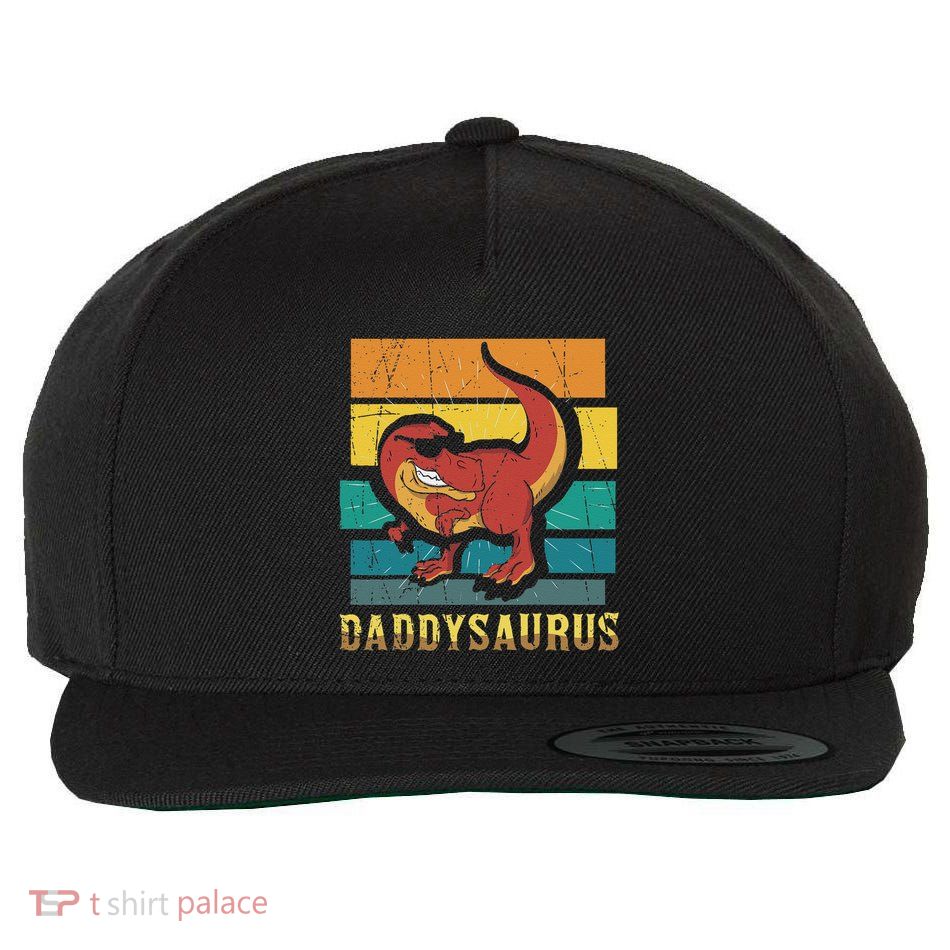 Daddysaurus Cool Dad Dinosaur With Sunglasses Wool Snapback Cap