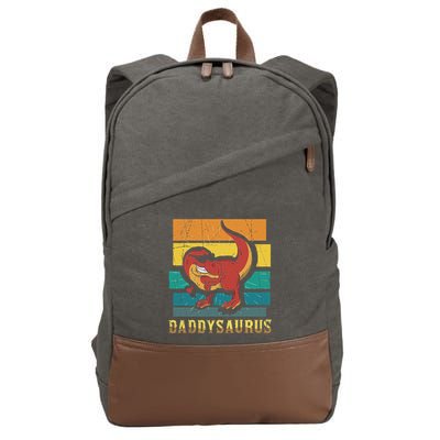 Daddysaurus Cool Dad Dinosaur With Sunglasses Cotton Canvas Backpack