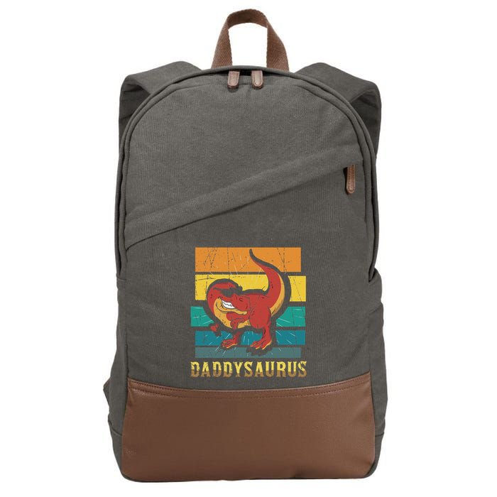 Daddysaurus Cool Dad Dinosaur With Sunglasses Cotton Canvas Backpack
