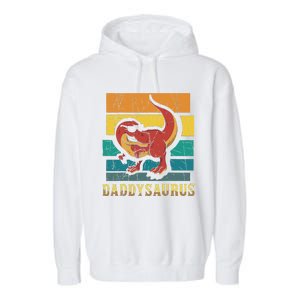 Daddysaurus Cool Dad Dinosaur With Sunglasses Garment-Dyed Fleece Hoodie