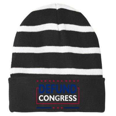 Defund Congress Defund Politicians Libertarian Political Striped Beanie with Solid Band