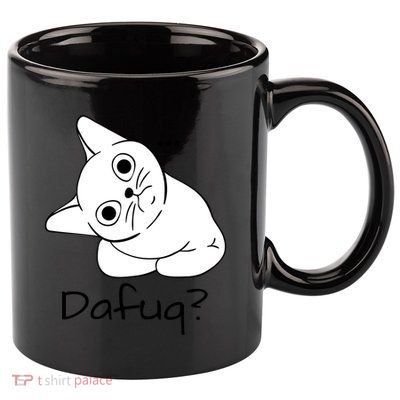 Dafuq Cat 11oz C Handle Ceramic Mug