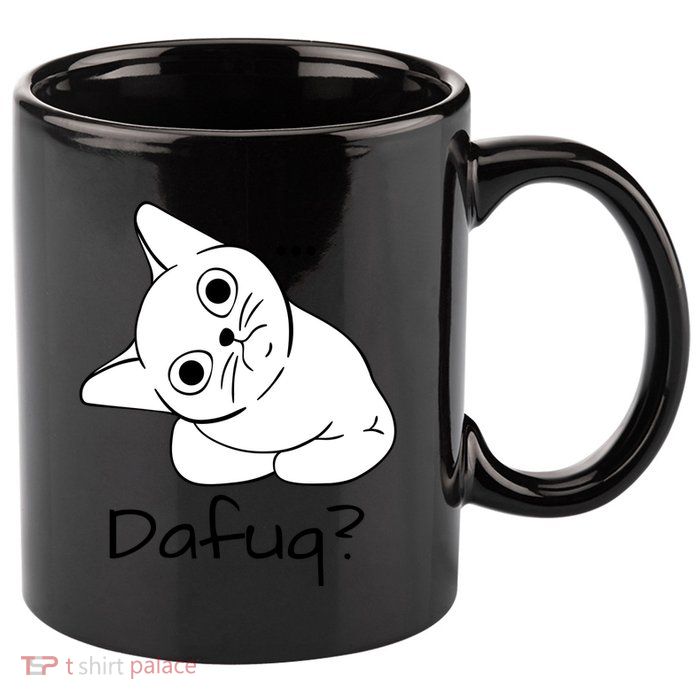 Dafuq Cat 11oz C Handle Ceramic Mug