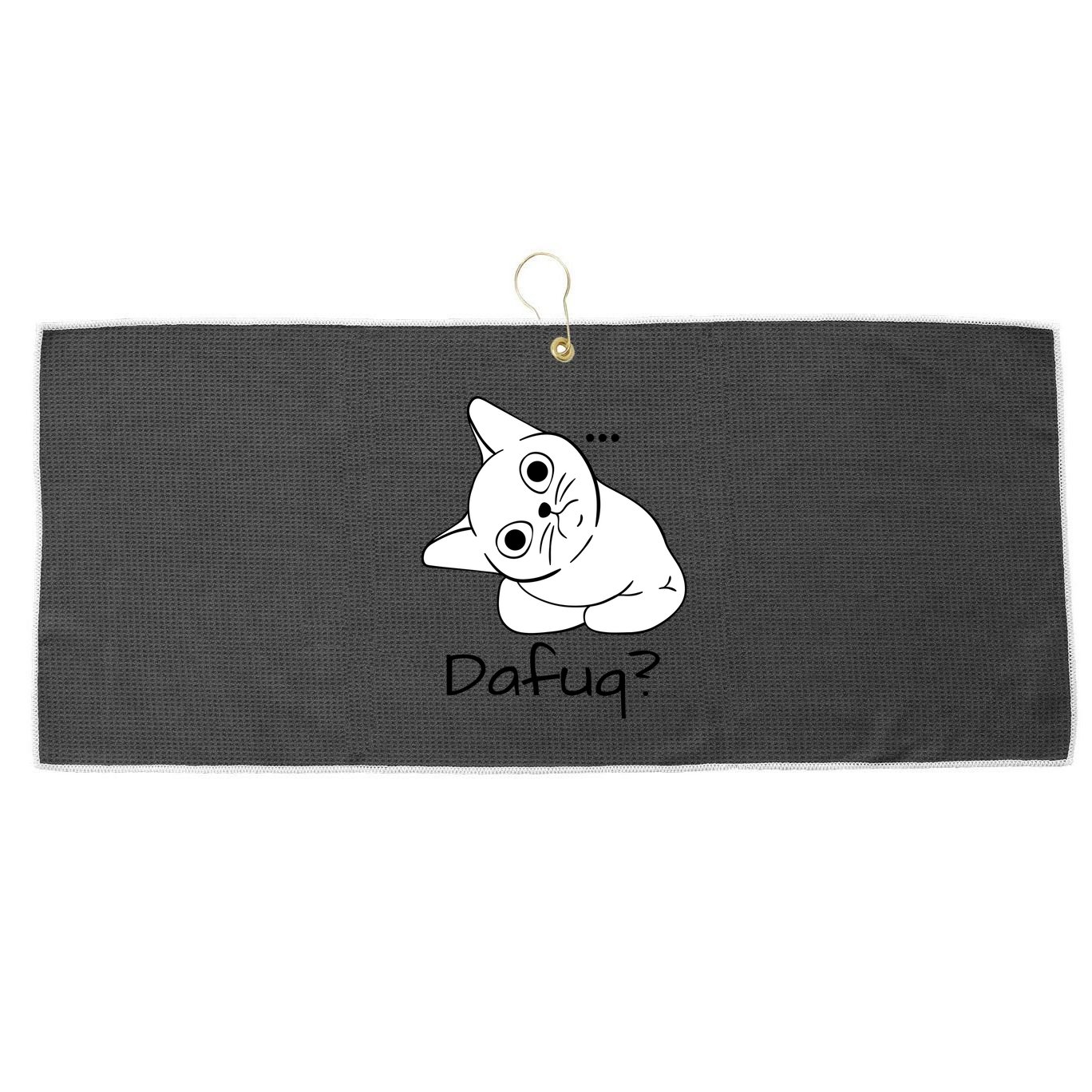 Dafuq Cat Large Microfiber Waffle Golf Towel