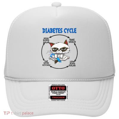Diabetes Cycle Diabetes Awareness Cat Lover High Crown Mesh Back Trucker Hat