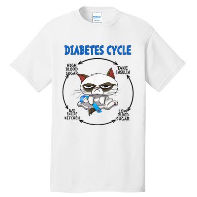 Diabetes Cycle Diabetes Awareness Cat Lover Tall T-Shirt