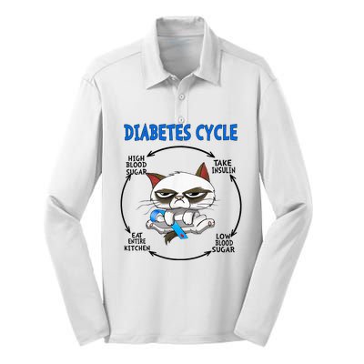 Diabetes Cycle Diabetes Awareness Cat Lover Silk Touch Performance Long Sleeve Polo