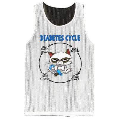 Diabetes Cycle Diabetes Awareness Cat Lover Mesh Reversible Basketball Jersey Tank