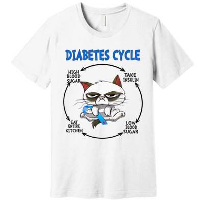 Diabetes Cycle Diabetes Awareness Cat Lover Premium T-Shirt