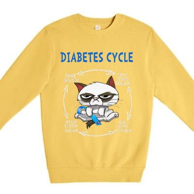 Diabetes Cycle Diabetes Awareness Funny Cat Outfits Premium Crewneck Sweatshirt