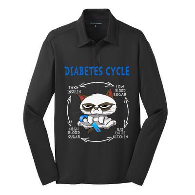 Diabetes Cycle Diabetes Awareness Funny Cat Outfits Silk Touch Performance Long Sleeve Polo