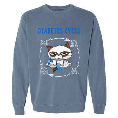 Diabetes Cycle Diabetes Awareness Funny Cat Outfits Garment-Dyed Sweatshirt