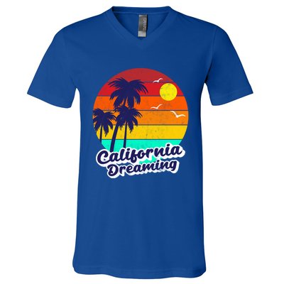 Distressed California Dreaming Summer Beach Gift V-Neck T-Shirt