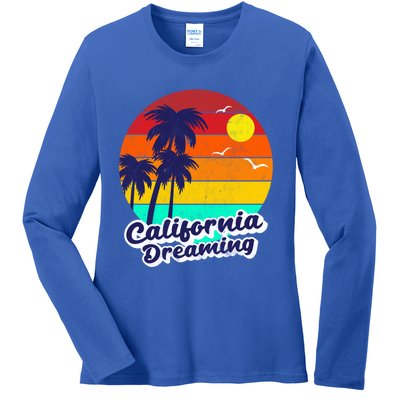 Distressed California Dreaming Summer Beach Gift Ladies Long Sleeve Shirt