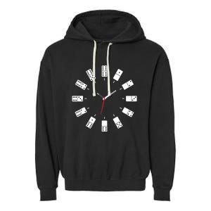 Domino Clock - Domino Player Dominoes Lover Tile Game Garment-Dyed Fleece Hoodie