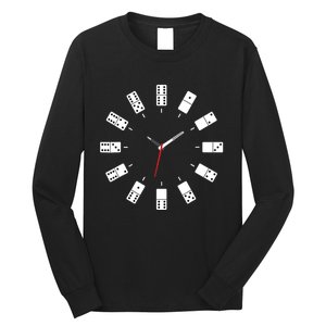 Domino Clock - Domino Player Dominoes Lover Tile Game Long Sleeve Shirt