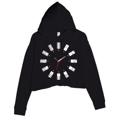 Domino Clock - Domino Player Dominoes Lover Tile Game Crop Fleece Hoodie