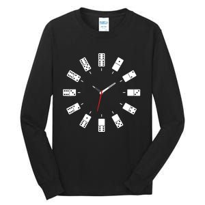 Domino Clock - Domino Player Dominoes Lover Tile Game Tall Long Sleeve T-Shirt