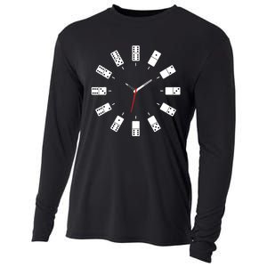 Domino Clock - Domino Player Dominoes Lover Tile Game Cooling Performance Long Sleeve Crew