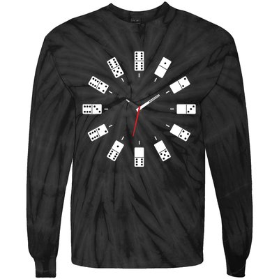 Domino Clock - Domino Player Dominoes Lover Tile Game Tie-Dye Long Sleeve Shirt