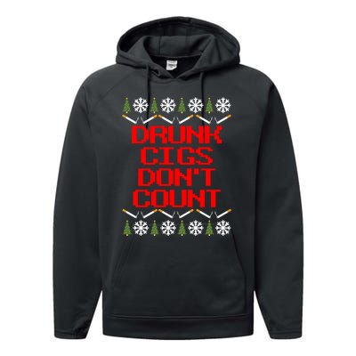 Drunk Cigs DonT Count Ugly Christmas Outfit Funny Performance Fleece Hoodie