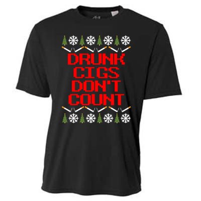 Drunk Cigs DonT Count Ugly Christmas Outfit Funny Cooling Performance Crew T-Shirt