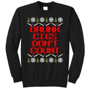 Drunk Cigs DonT Count Ugly Christmas Outfit Funny Sweatshirt