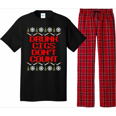 Drunk Cigs DonT Count Ugly Christmas Outfit Funny Pajama Set