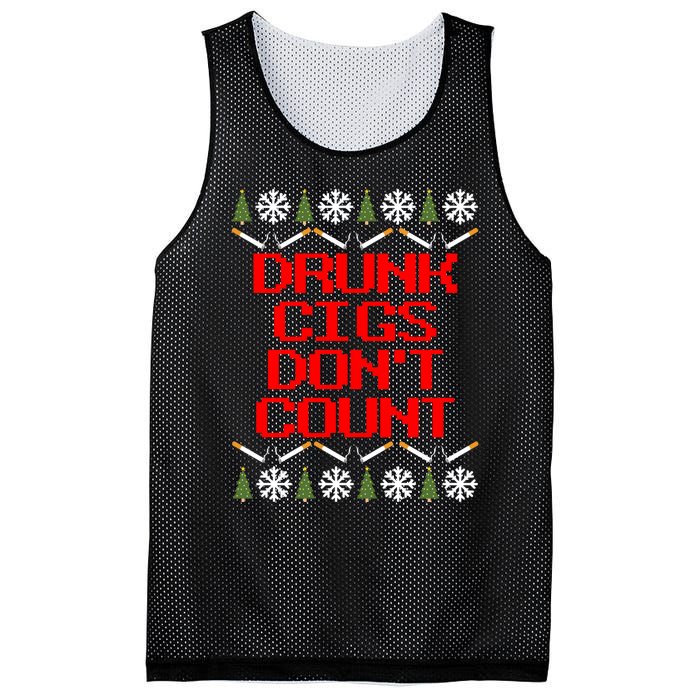 Drunk Cigs DonT Count Ugly Christmas Outfit Funny Mesh Reversible Basketball Jersey Tank