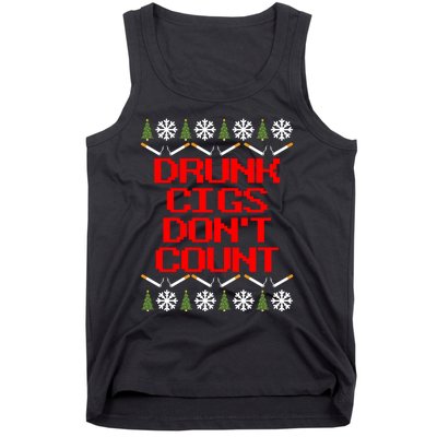 Drunk Cigs DonT Count Ugly Christmas Outfit Funny Tank Top