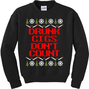 Drunk Cigs DonT Count Ugly Christmas Outfit Funny Kids Sweatshirt