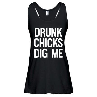 Drunk Chicks Dig Me Humor Tee Ladies Essential Flowy Tank