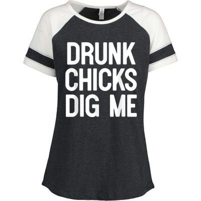 Drunk Chicks Dig Me Humor Tee Enza Ladies Jersey Colorblock Tee