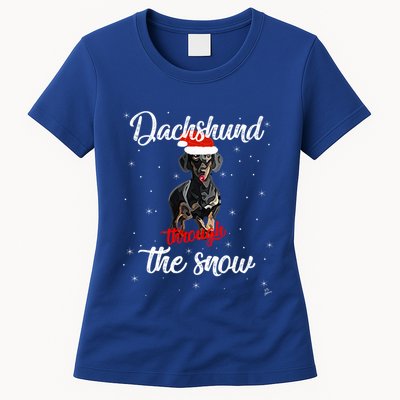 Dachshund Christmas Dachshund Through The Snow Christmas Gift Womens T-Shirt