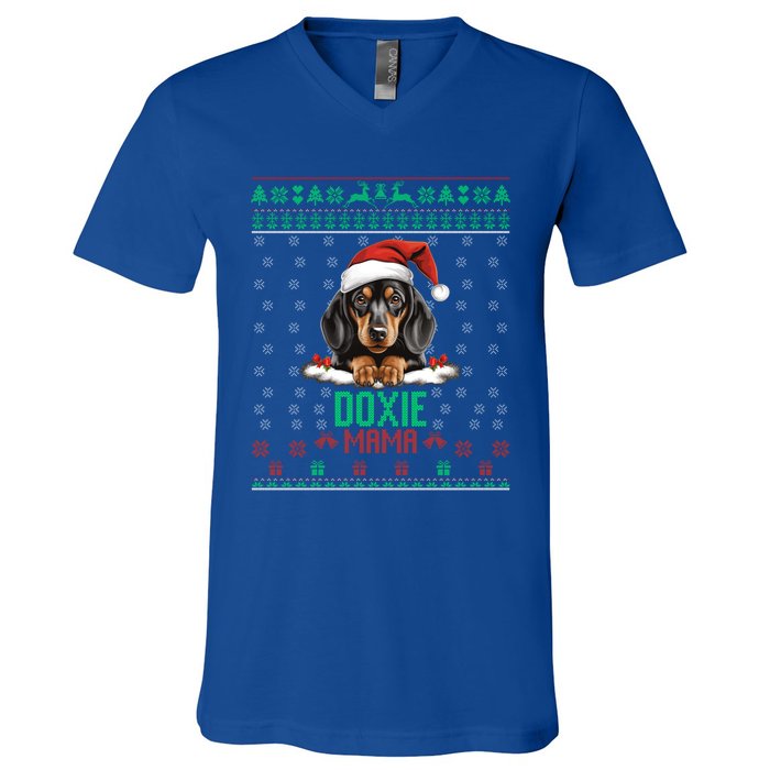 Dachshund Christmas Doxie Santa Ugly Sweater Dog Lover Gift V-Neck T-Shirt