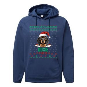 Dachshund Christmas Doxie Santa Ugly Sweater Dog Lover Gift Performance Fleece Hoodie