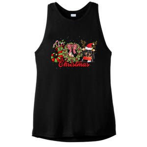 Dachshund Christmas Dog Doxie Puppy Pet Lover Xmas Pajama Gift Ladies PosiCharge Tri-Blend Wicking Tank