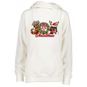 Dachshund Christmas Dog Doxie Puppy Pet Lover Xmas Pajama Gift Womens Funnel Neck Pullover Hood