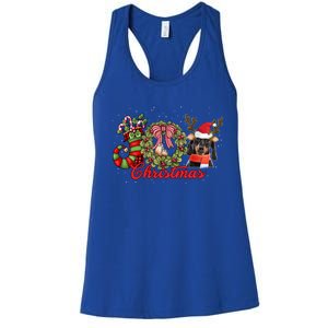 Dachshund Christmas Dog Doxie Puppy Pet Lover Xmas Pajama Gift Women's Racerback Tank