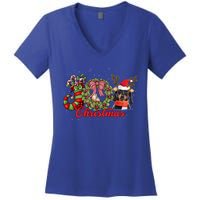 Dachshund Christmas Dog Doxie Puppy Pet Lover Xmas Pajama Gift Women's V-Neck T-Shirt