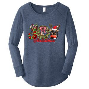 Dachshund Christmas Dog Doxie Puppy Pet Lover Xmas Pajama Gift Women's Perfect Tri Tunic Long Sleeve Shirt