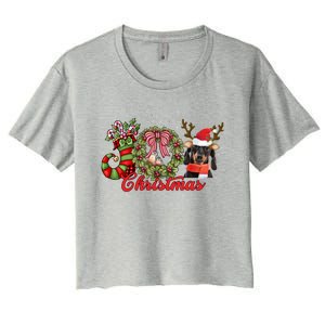 Dachshund Christmas Dog Doxie Puppy Pet Lover Xmas Pajama Gift Women's Crop Top Tee