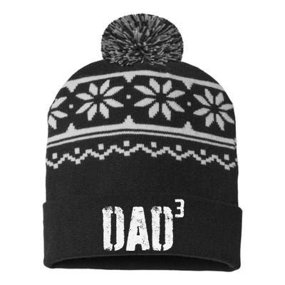 Dad Cubed Dad Of Three Fathers Day USA-Made Snowflake Beanie